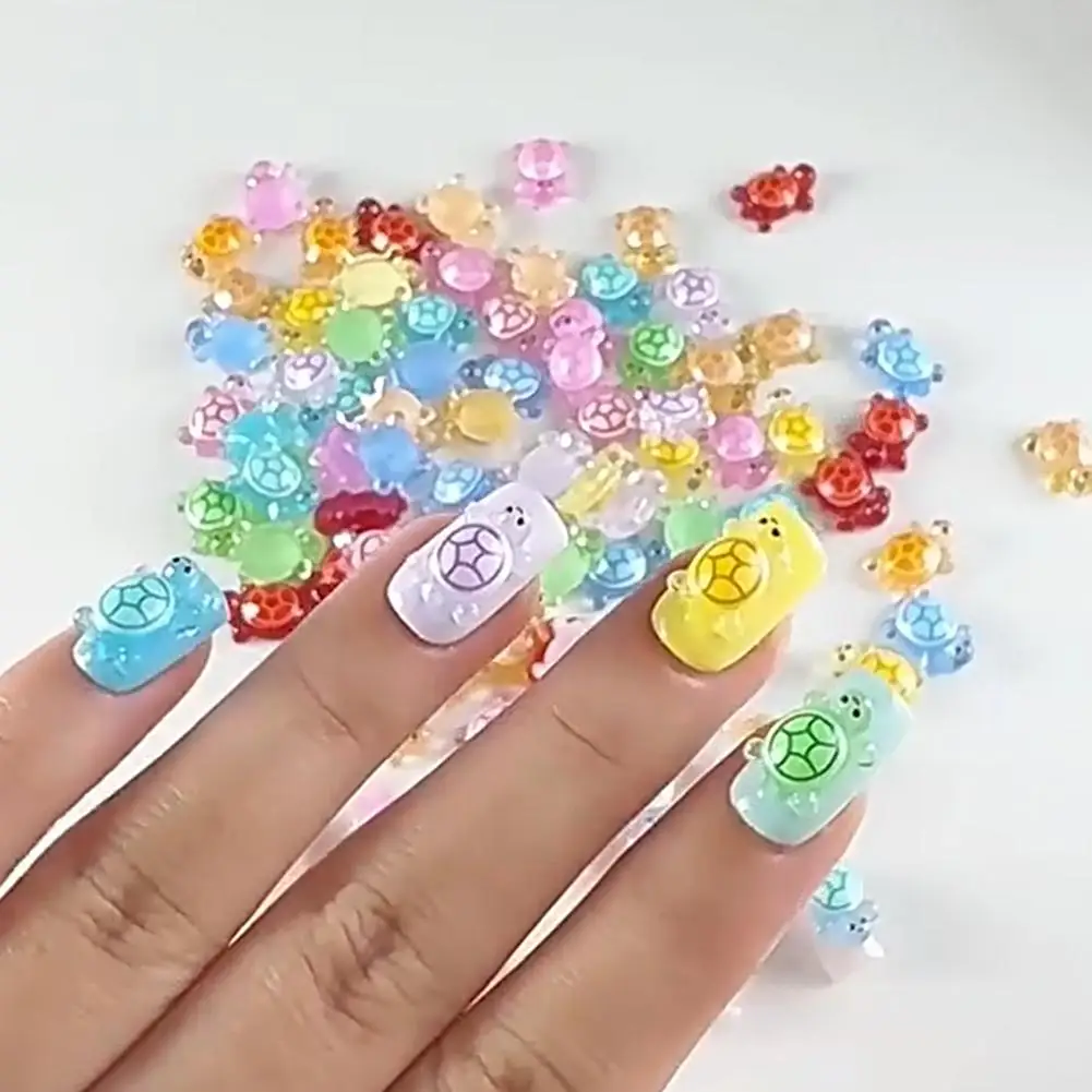 100Pcs Mixed Nail Art Resin Cartoon Little Turtle Series Rhinestones DIY Craft Mixed Mini Turtle Handmade DIY Decoration