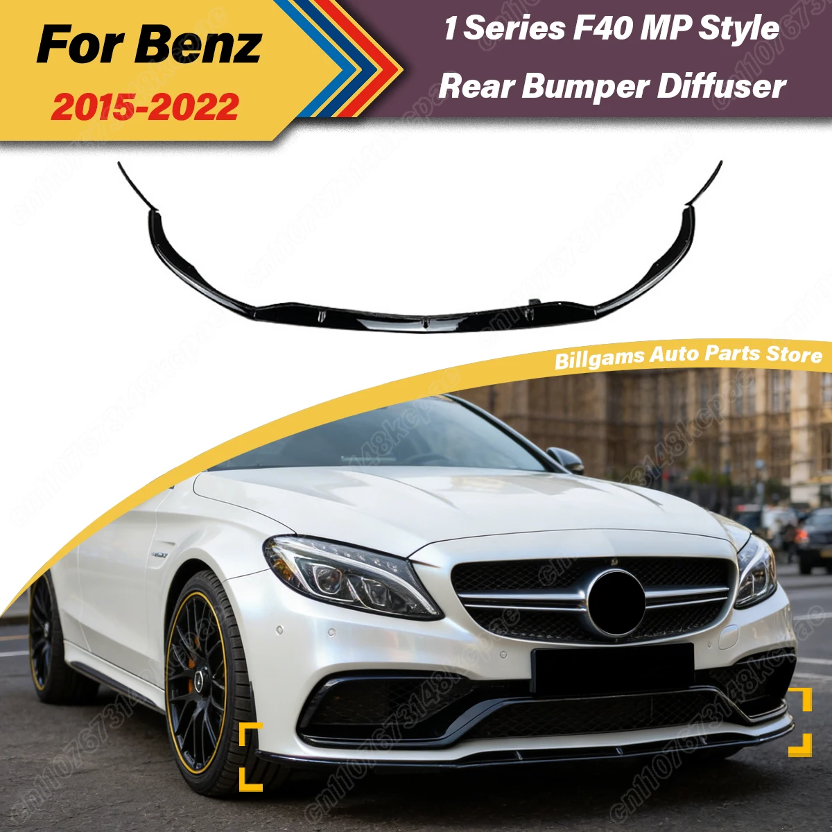 

For Mercedes-Benz C-class W205 C205 C63 2015 2016 2017 2018 2019 2020 2021 2022 Car Front Bumper Spoiler Lip Decoration Body Kit