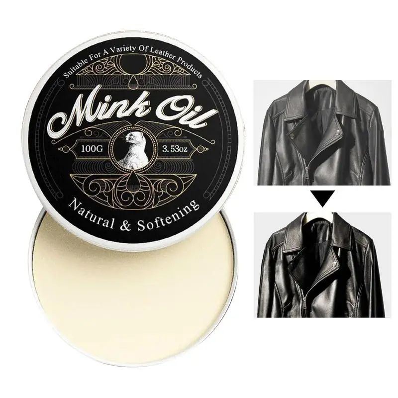 

Mink Oil Paste Leather Care Cleaner 100g All-Natural Paste Soften And Restore For Furniture, Car Seats, Boots, Shoes, Clothing