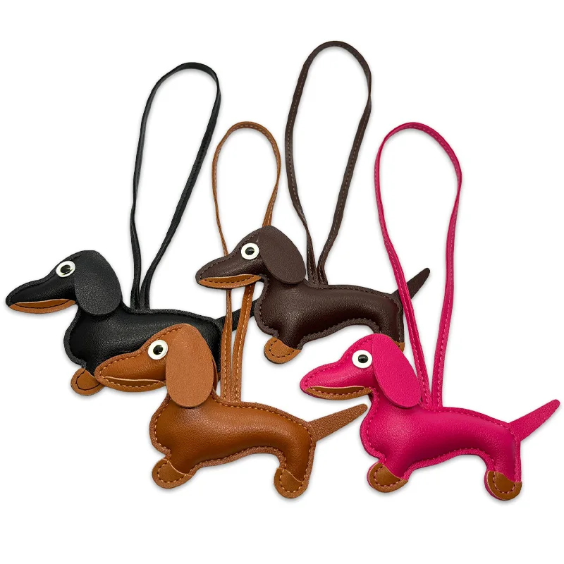 Men\'s Car Dachshund Bulldog Keychain PU Leather Dog Keychains Fashion For Women Bag Pendant Jewelry Key Chain