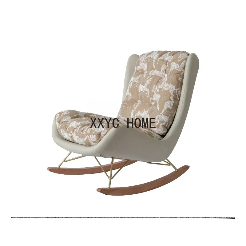 

Wood Foot Saddle Leather Detachable Stool Multi-Purpose Rocking Chair Single Leisure Chair