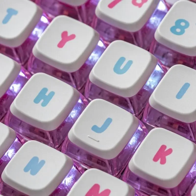 

Summer Story Pink Transparent Keycap PBT Five-Sided Sublimation ASA Height Double Leather Milk Pudding Keycap