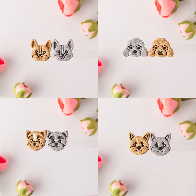 18 Types Dogs Breeds Polymer Clay Cutters Puppy Labrador Doberman Pinscher Bulldog Earrings Cutter for Jewellery Handmade Tools