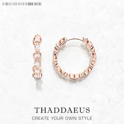 Rose Gold Creole Circles Hinged Hoop Earrings Europe Style Glam Trendy Fine Jewerly For Women Gift In 925 Sterling Silver