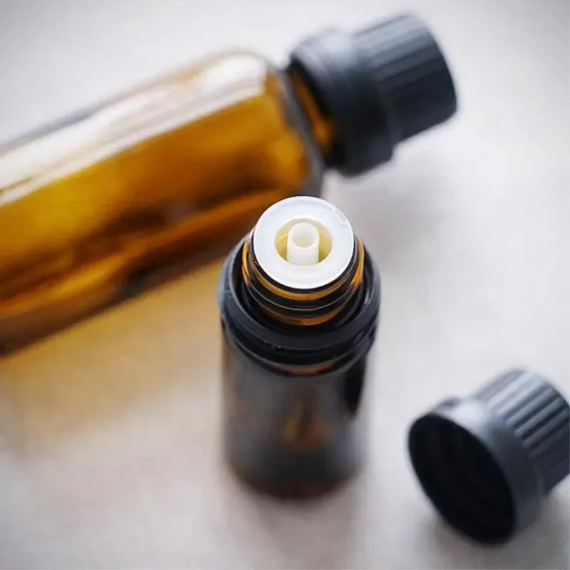 10/20pcs 5ml 10ml Amber Essential Oil Glass Bottles With Black Cap Refillable Dropper Bottles for massage oil Pipette Bottles