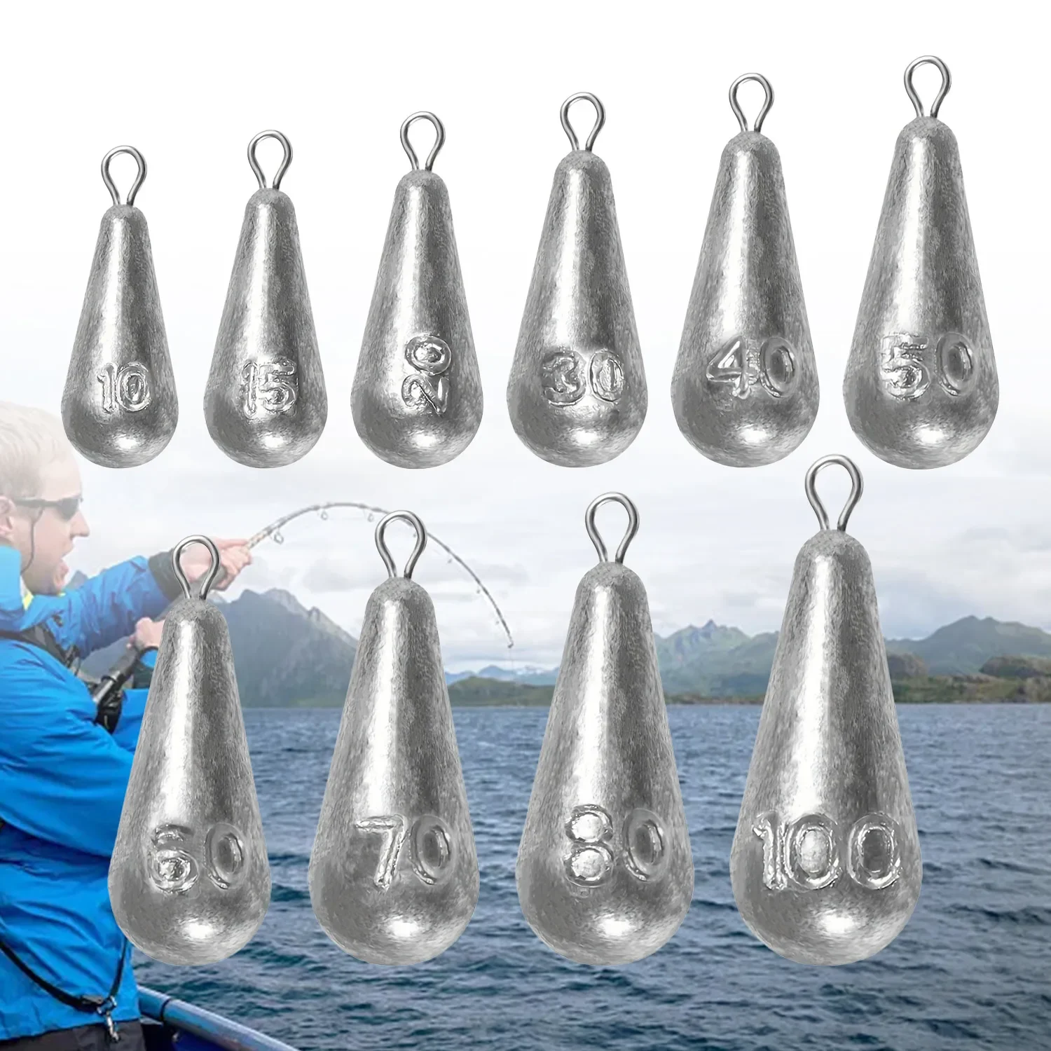 Kit de pesos de pesca com marcas, pesos de fundição de baixo, pesos de chumbo de pesca para água salgada e água doce