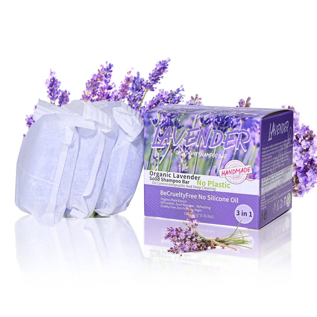 

3 шт./кор. шампунь с эфирным маслом лаванды в провансе, мыло, освежающий твердый шампунь для контроля жирности