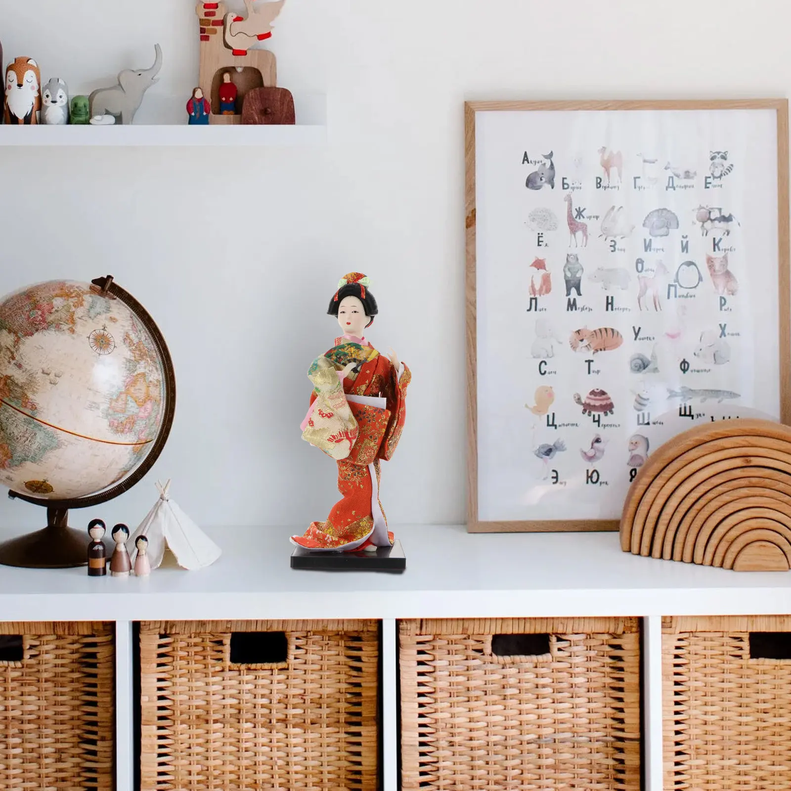 

1Pcs Japanese Style Geisha Ornament Handmade Fabric Kimono Decoration for Home Decor Living Room Bedroom Wall Desktop Adornment