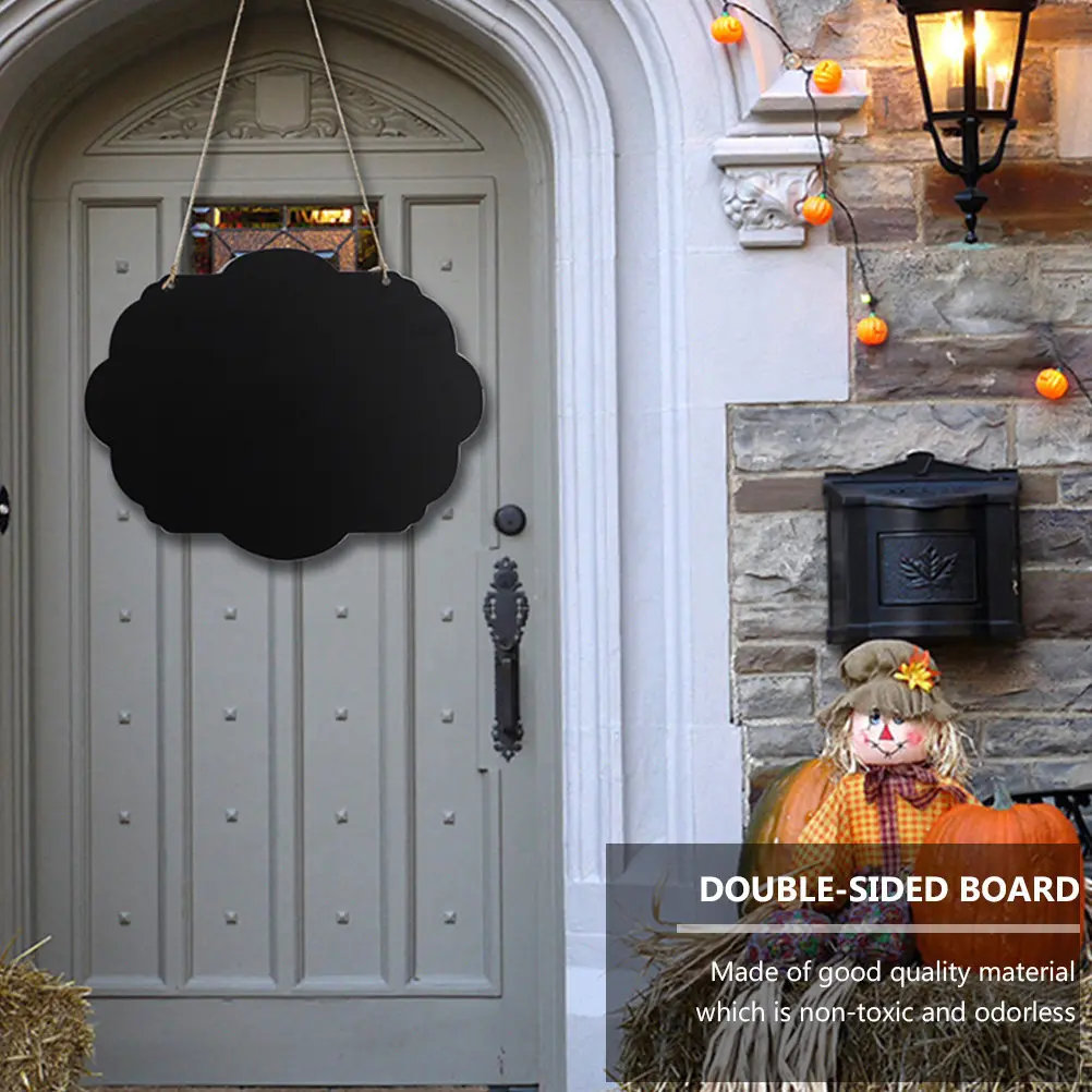 2Pcs Wooden DIY Cloud Shape Blackboard Hanging Boards Double Sided Writing Surface Lanyard Design for Door Wall Window Tree