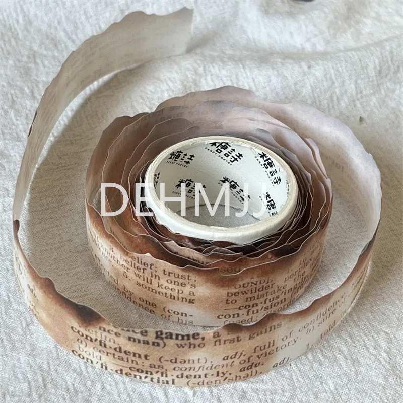 Vintage Hand Letter Burned Masking Washi Paper Tape Retro Newspaper Decorative Adhesive Tape Diy Scrapbooking Sticker Stationery