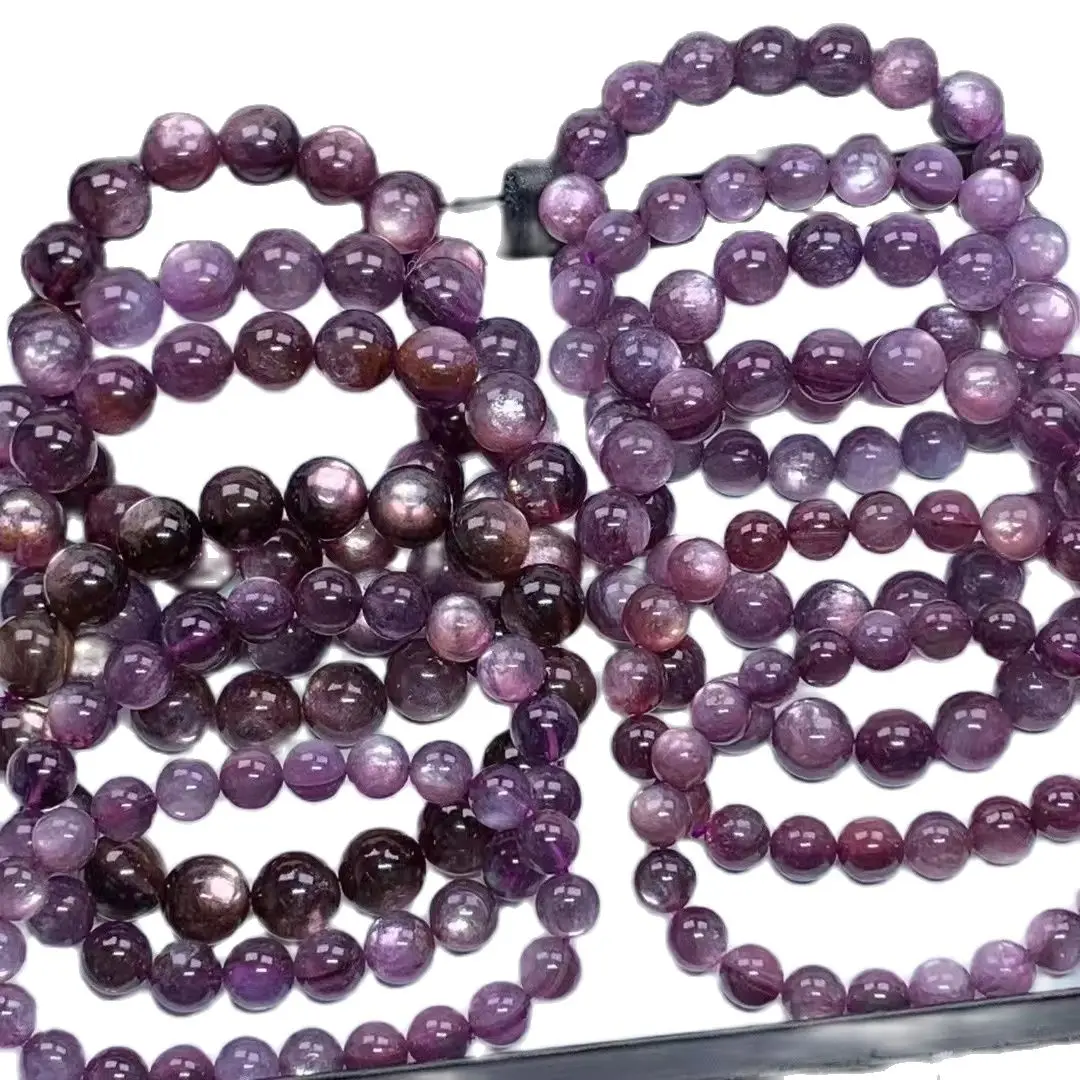 Natural Top Rare Purple Lepidolite Bracelet Smooth Round Gem Stone Beads For Jewelry Making Design women  Gift For Wholesale