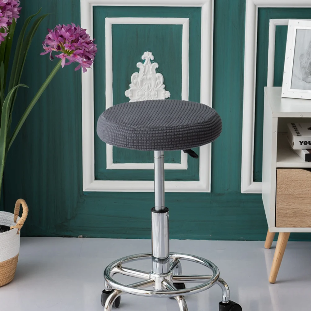 

Chair Cover Elastic Round Seat Protector For Dining Room Wedding Hotel Party Office Hardwood Metal Stools Dark Gray