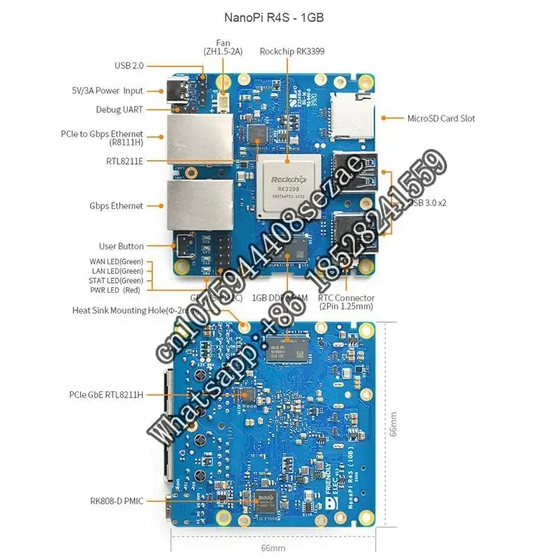 FriendlyELEC NanoPi R4S 4GB Dual Gbps Ethernet Gateways RK3399 يدعم نظام OpenWrt LEDE V2ray SSR Linux Rockchip