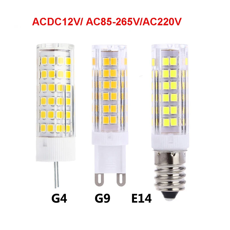 

5pcs ACDC12V AC220V 110V G4 G9 E14 LED Bulb Ceramic 7W 5W Bright Corn Lamp Chandelier Pendant Ceiling Replace 50w 70w Halogen