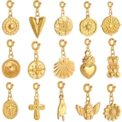 Sun/Heart/Cross/Angel Charm for Jewelry Making 18K Gold Color Plated Cute Stainless Steel Pendant Diy Necklace Earring Bracelet