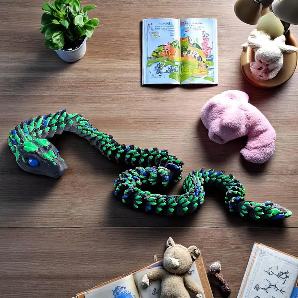 Simulated Eye 3D Printed Snake Snake Baby Laser 3D Printed Diceratops Snake Poseable Joints Sparkling 3D Articulated Snake Toys