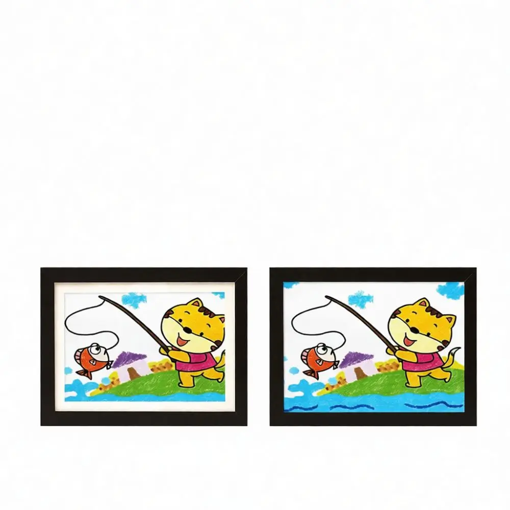 Creative Magnetic Wood Art Display Frame Opening Picture Holder For Children Painting Certificate Storage Wall Decor