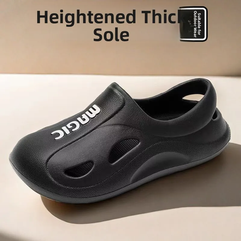 Men's Summer Slippers Driving Outdoor Beach Shoes Head Cover Sandals Anti-Slip Clog Trendy Shoes Comfortable Casual EVA Material