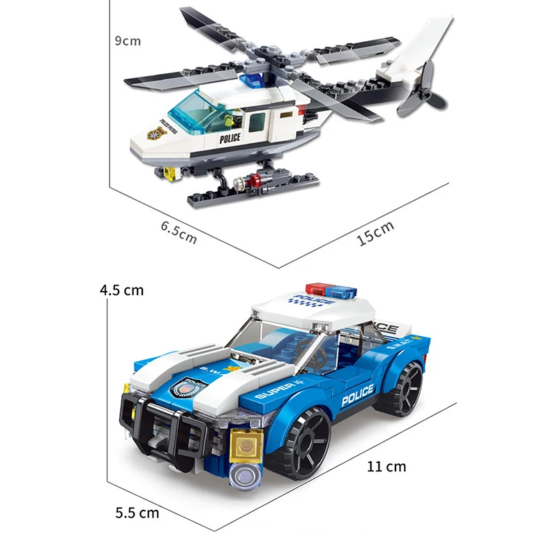 City Police Helicopter Car Plane Building Blocks MOC Classic Aircraft Model Assemble Bricks Educational Toy For Children Gifts