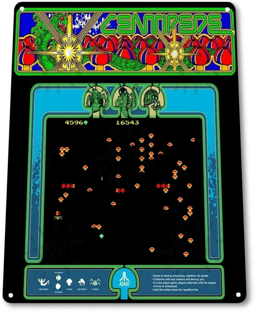 1p Keviewly Centipede Classic Arcade Marquee Game Room Wall Art Decor - 8