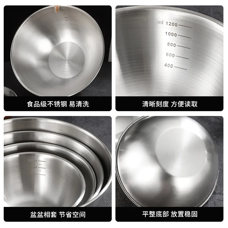 Multi Functional Stainless Steel Vegetable Bowl, Egg Mixing Bowl, Drain Basket, Soup Basin, Kitchen Cooking And Storage Tool