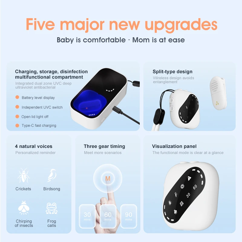 CY011 Wireless Baby Urine Bedwetting Alarm Sensor UVC Sterilize Charging Box Sound Vibration Reminder for Toddler Potty Training