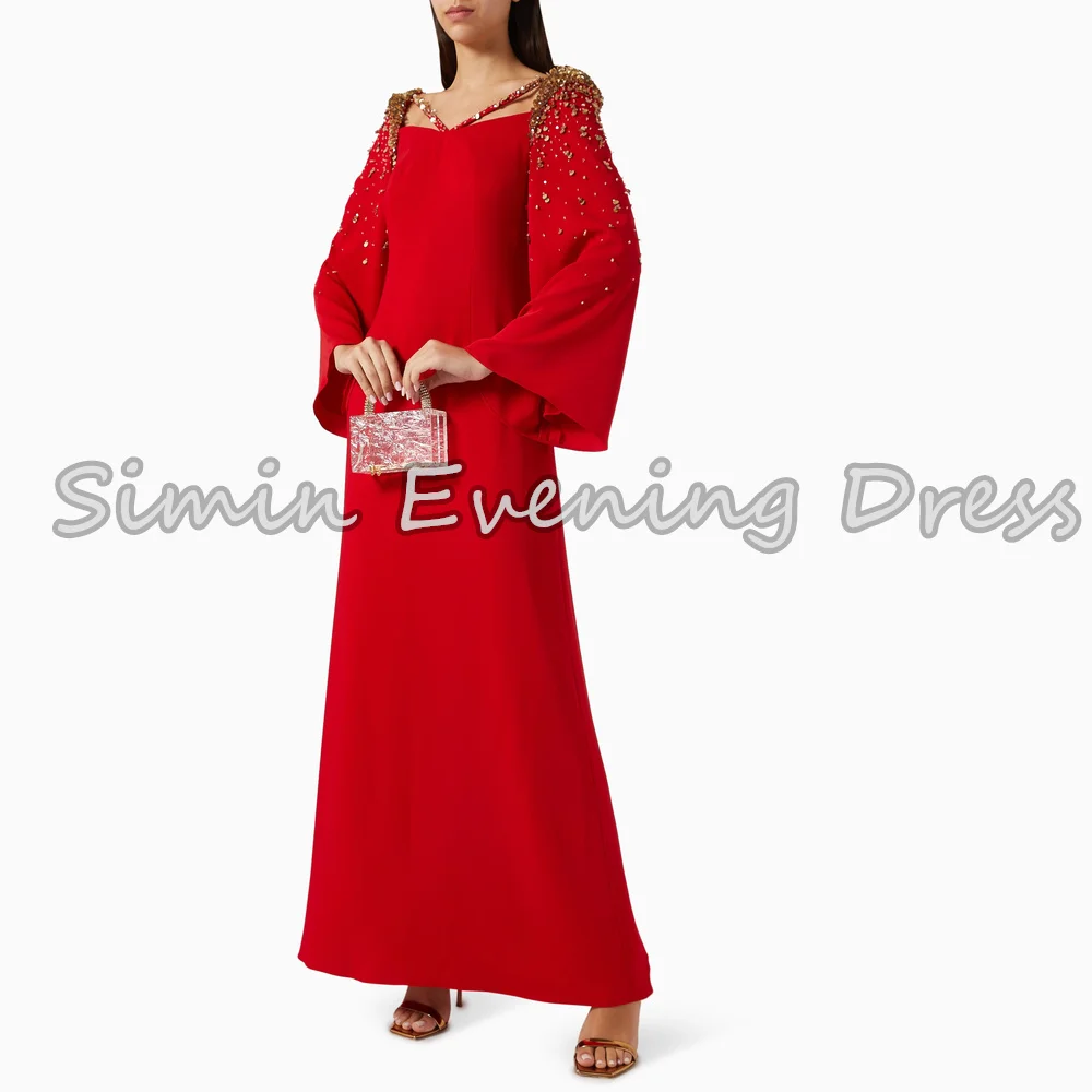 

Simin Crepe A-line Square Neckline Sequins Draped Simple Evening Dresses For Women 2025 With Floor Length Elegant Party Dress
