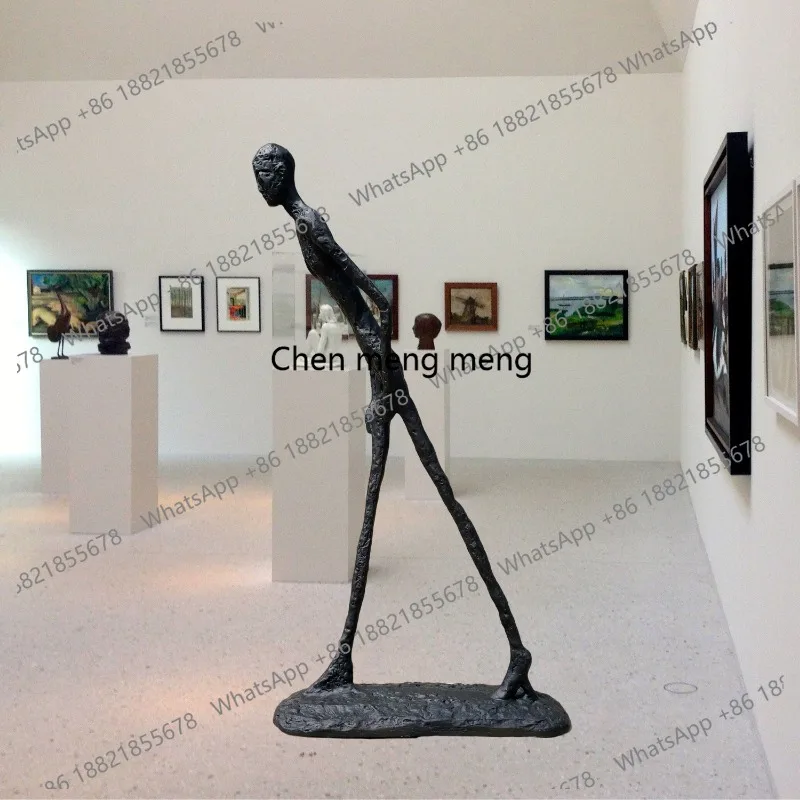 99cm Giacometti Bronze Walking Man Statue Hot Casting Abstract Large Decor Gift
