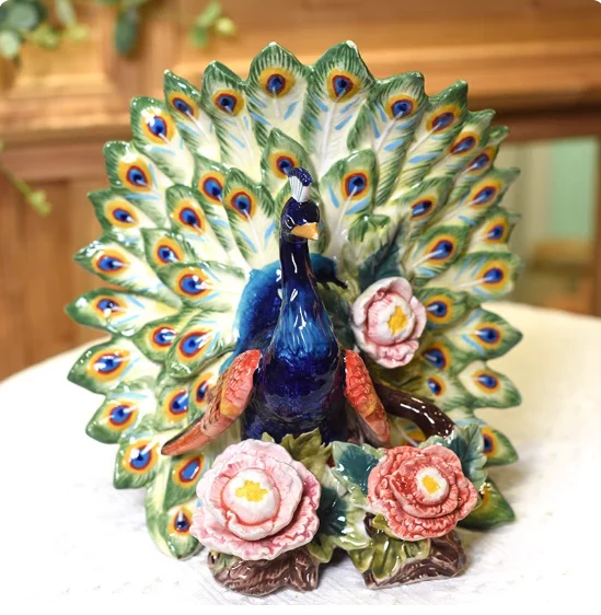 

Керамический декоративный павлин для гостиной, прихожей/винного шкафа, подарок на новоселье и свадьбу