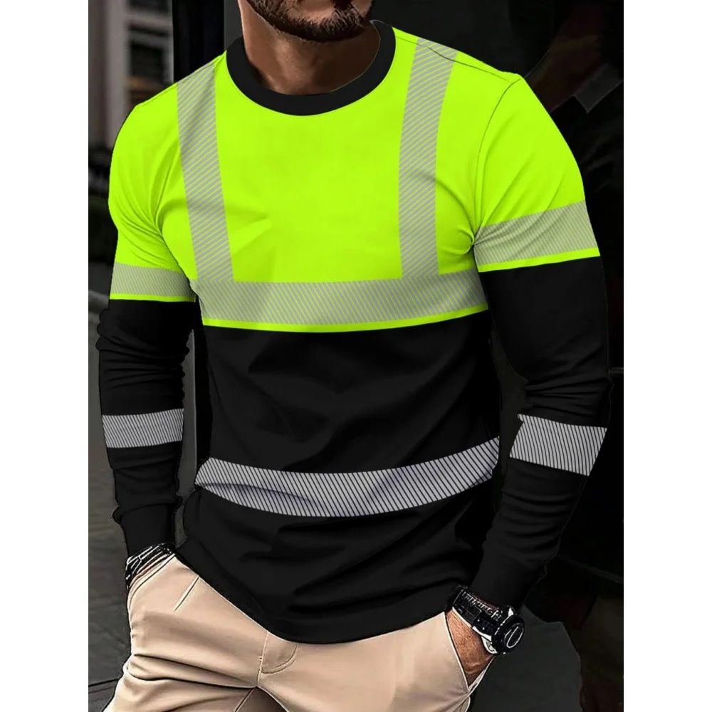 Men's 3D Printed New Secure Logo Color Blocking Design Long-Sleeved T-Shir Fashion Casual Daily Casual Work Wear Men's T-Shirts