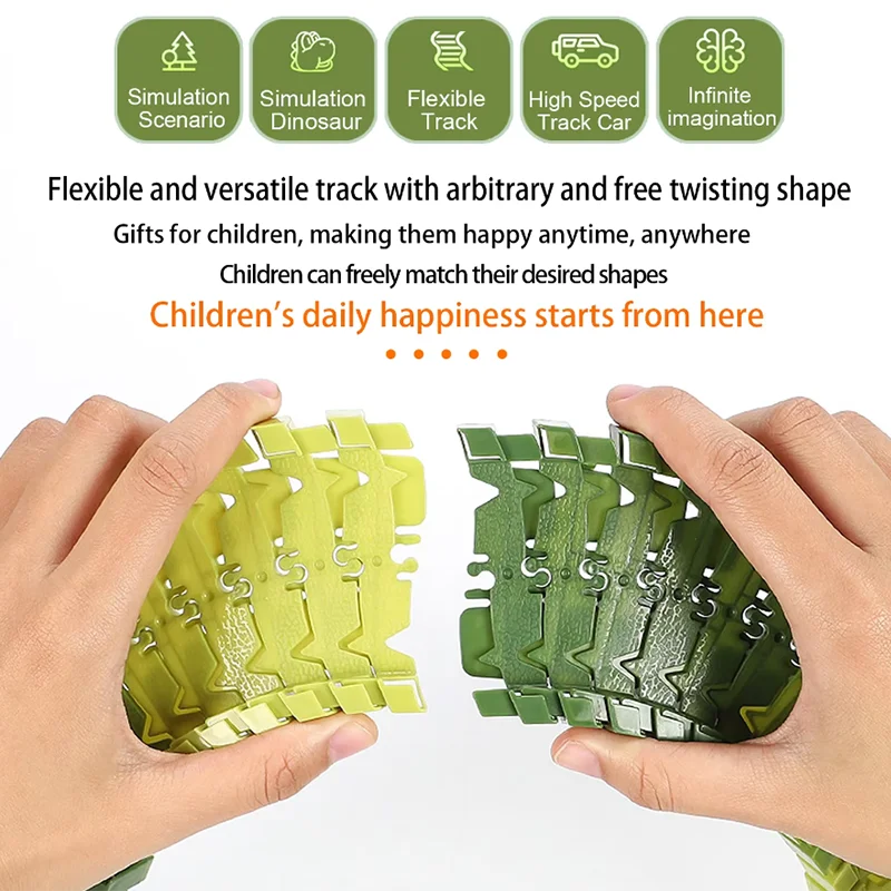 قطار مسار التسلق السحري، قم بإنشاء مسارات سباق الطرق العالمية على شكل ديناصور، مجموعة لعب مرنة للأولاد والبنات هدية متوفرة في المخزون