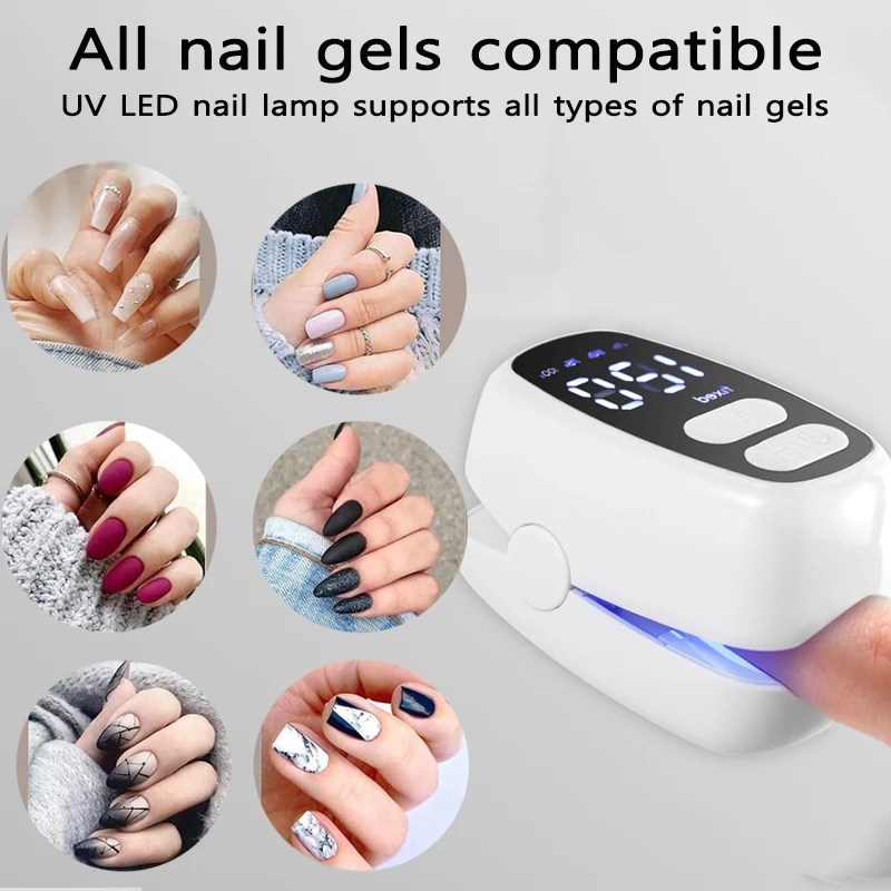 Mini lâmpada de unhas LED UV com temporizador, secador de unhas para unhas gel, secagem rápida, portátil, USB, manicure