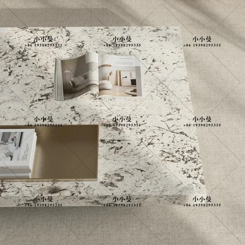 A4567 Italian Minimalist Marble Floating Coffee Table Designer Model Light Luxury High-end Modern Simple Small Apartment Living