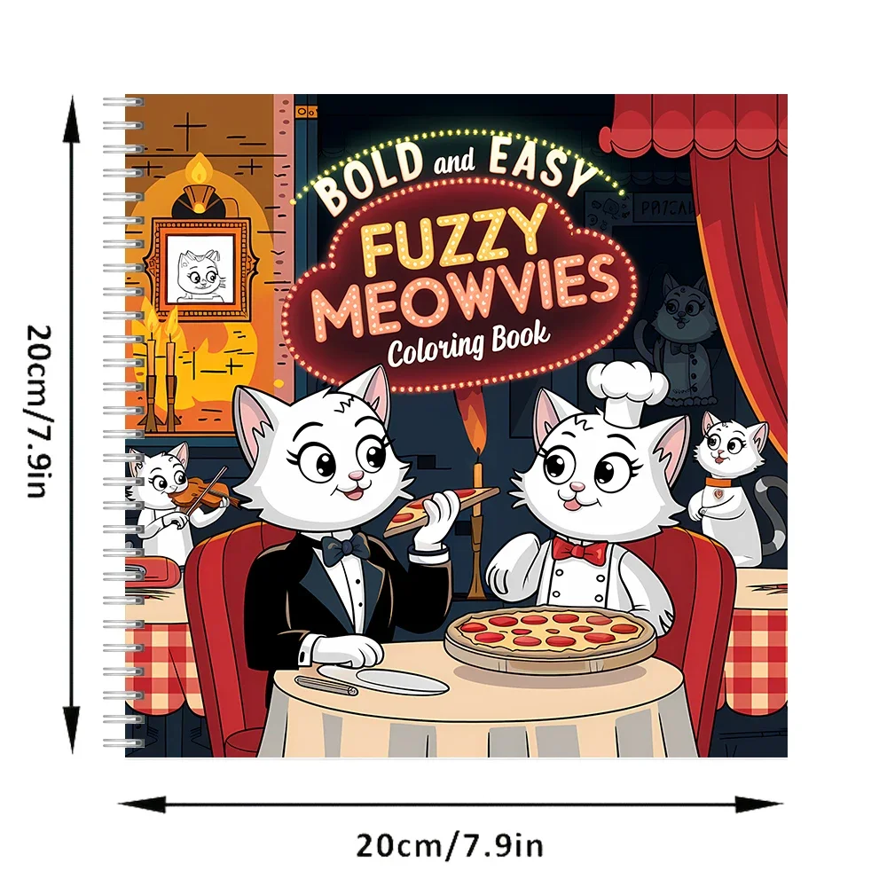 Fuzzy Meowvies Coloring Book for Adult Colouring Book, Birthday Day Gift, Back to School Supplies, Adults Cute Drawing Book
