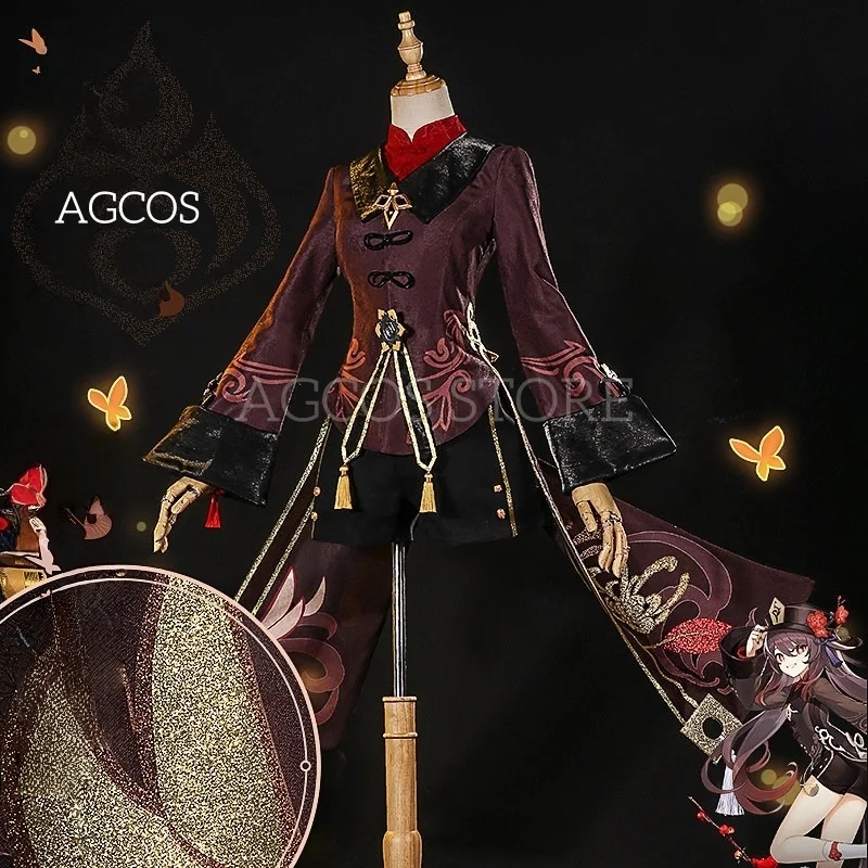 

AGCOS Genshin Impact Hutao Cosplay Costume Female Halloween Outfits Dresses Game Hu Tao Costumes Cosplay