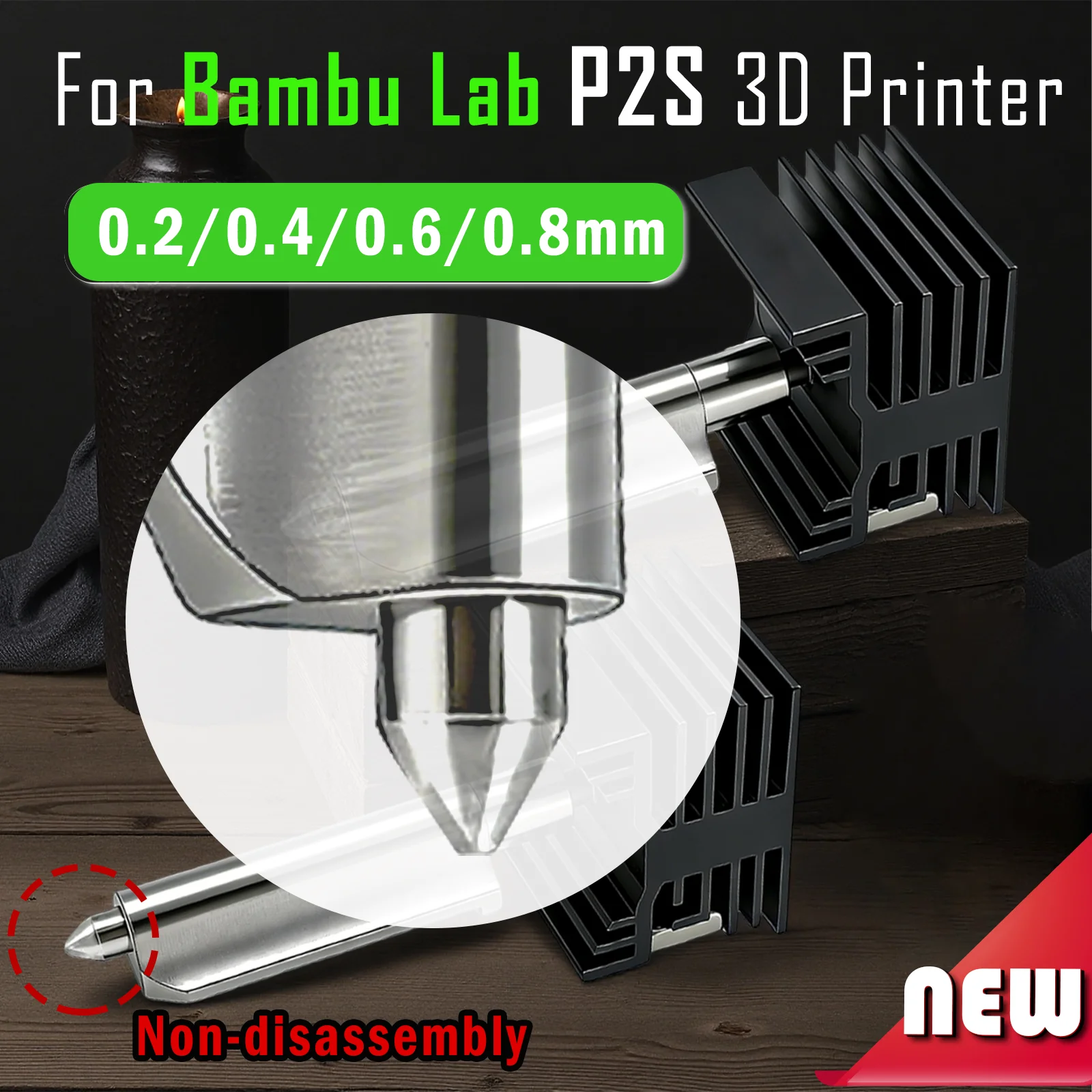P2S Hotend For Bambu Lab P2S Standard Flow Hot End Non-detachable Nozzle Anti-leakage Bamboo For Bambulab P2S 3D Printer Parts