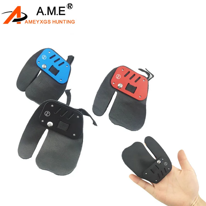 

1 Piece Archery Target Finger Guard Protector Gear Flechas Top leather Aluminum Alloy Tab for Recurve Bow Hunting Chasse