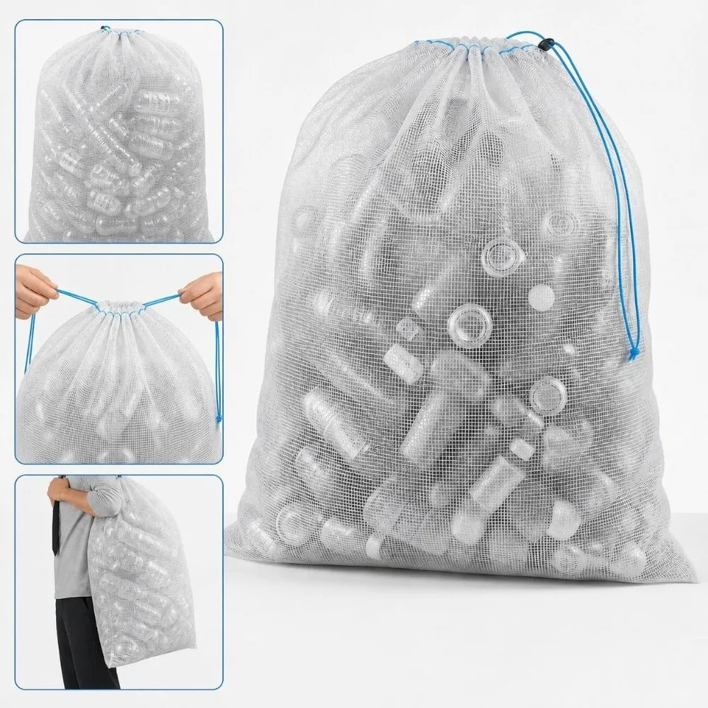 Polyester Bottle Bag Reinforced Mesh Thickened Construction Bottle Collection Bag Upright Structure Plastic Bottle Recycling