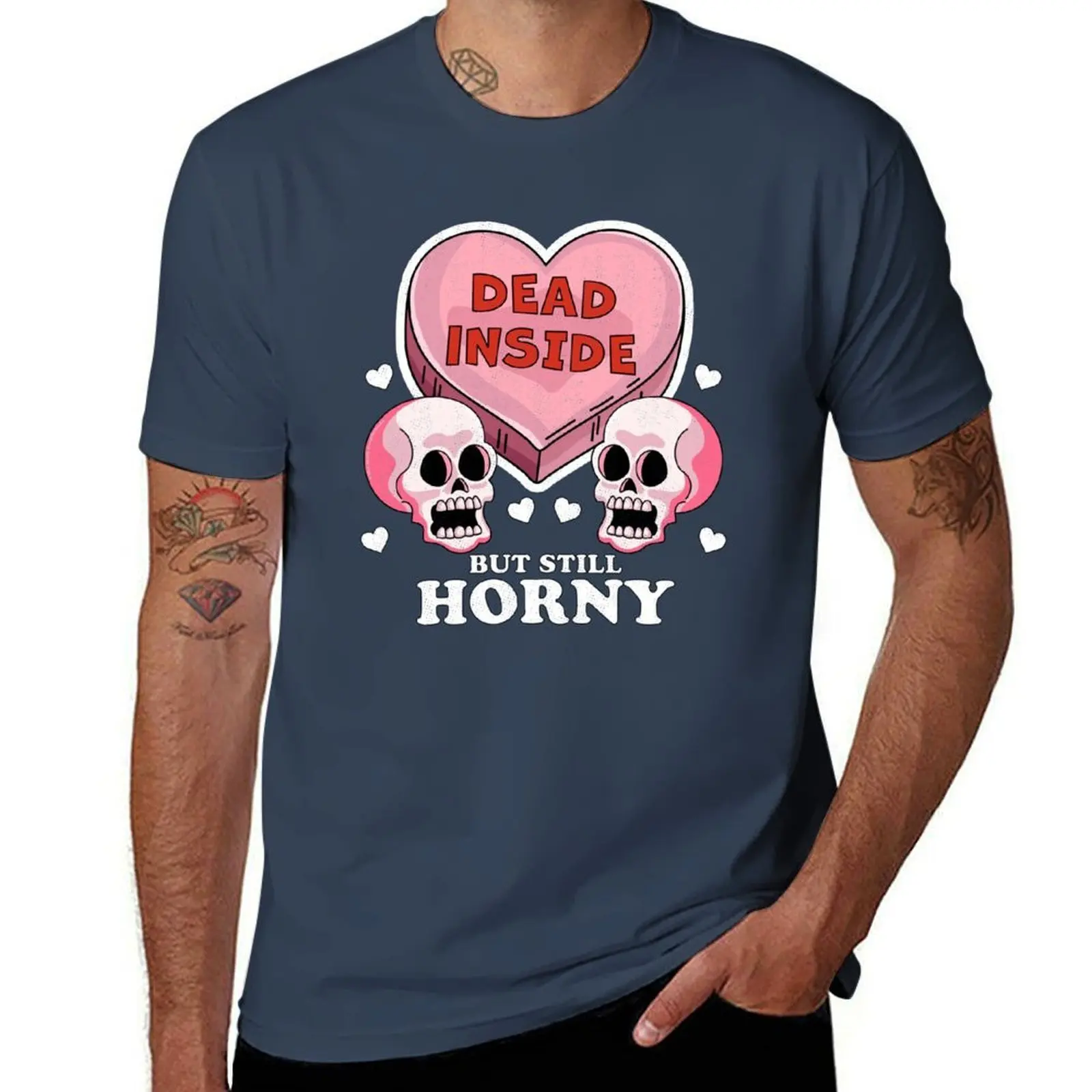 

Dead Inside But Still Horny Funny Valentine's Day Heart & Skull T-Shirt man t shirt designer T-Shirt