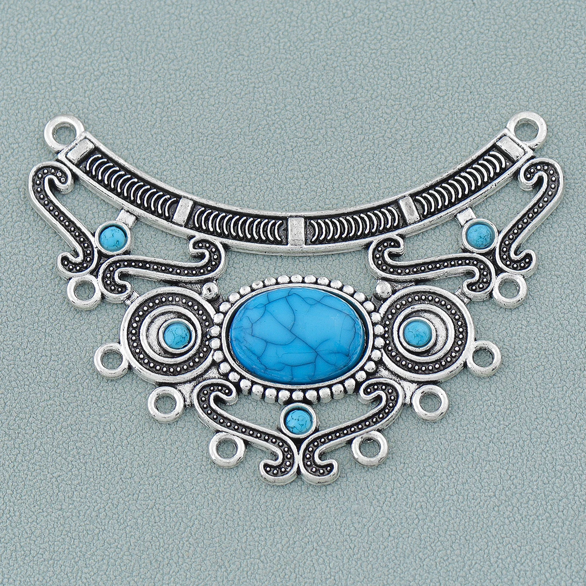 1 PC Large Ethnic Crescent Moon Chandelier Porous Faux Stone Necklace Connector for DIY Jewelry Making Accessories Materials view 3