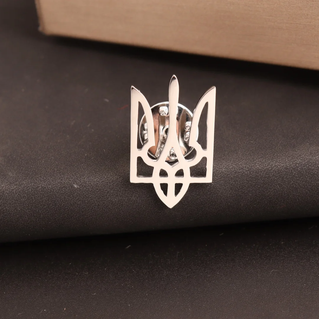 Brosche mit ukrainischem Nationalsymbol für Männer und Frauen, goldfarben, Edelstahl, Schmuck, Anzug, Kragen, Abzeichen, 2025, Großhandel – Detail 4