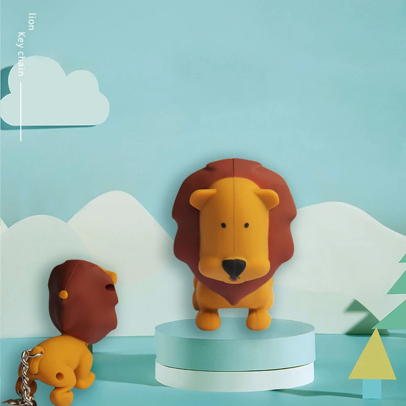 Animale Leone Luci a LED Portachiavi Incandescente Vocale Mini Torcia Portachiavi Ciondolo Borsa Giocattoli per bambini Regalo Donna Uomo Gioielli per feste