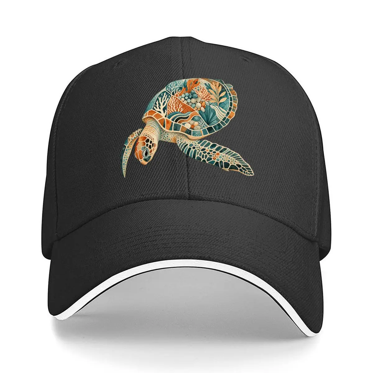 Boné de beisebol boêmio Ocean Turtle Botanical Mosa para homens e mulheres, boné de sol para exercícios ao ar livre