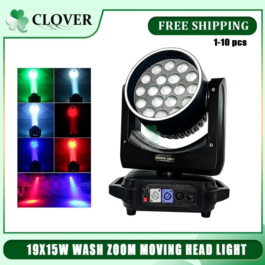 

19X15W светодиодный прожектор с подвижной головкой, зум-лучевой свет DMX, профессиональное сценическое освещение с кейсами для DJ Disco Bar, 1-10 шт.