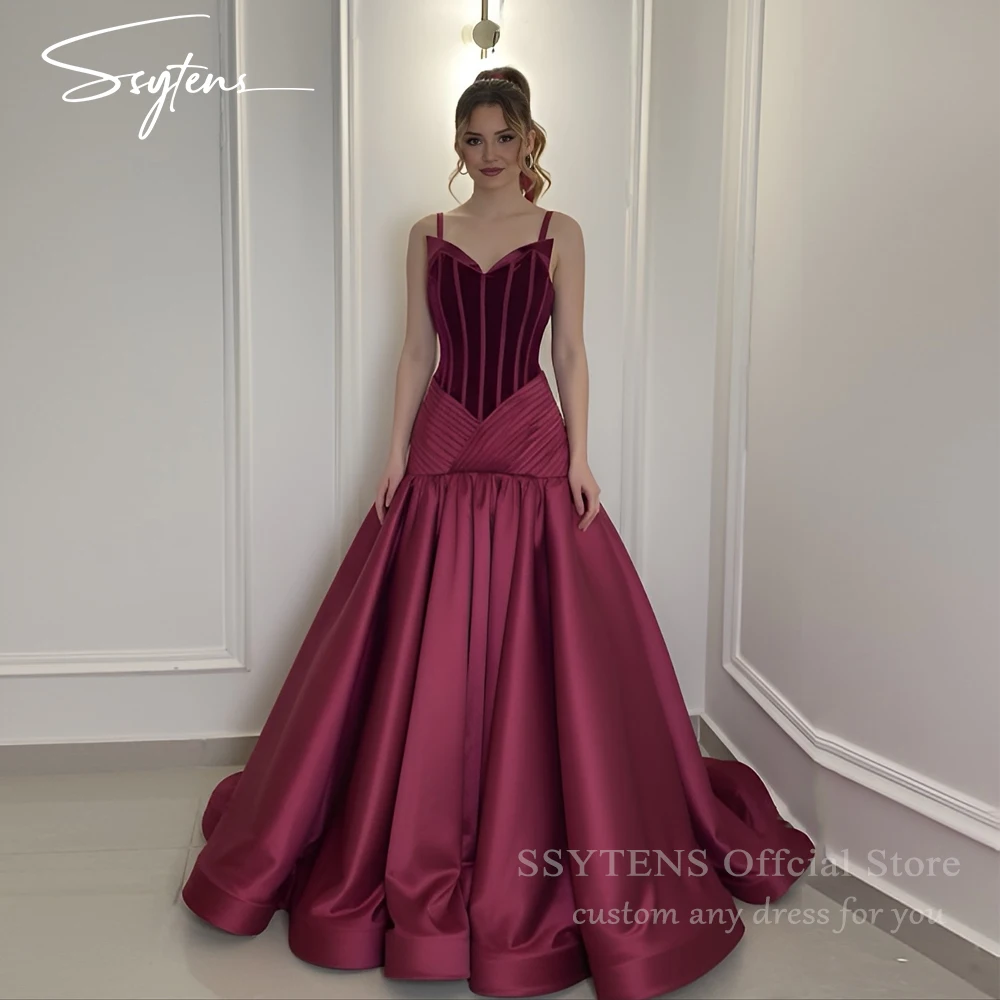 

SSYTENS Modern Velour Prom Dresses Sleeveless Abendkleid Floor Length Evening Event Party Gowns Long Robes De Soirée Customized