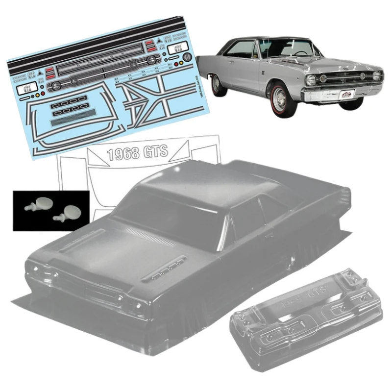 

1968 GTS 1/10 Dodge Dart, On Road Car, RC Drift body shell, 200mm width, 258mm wheelbase, Tamiya tt01 tt02