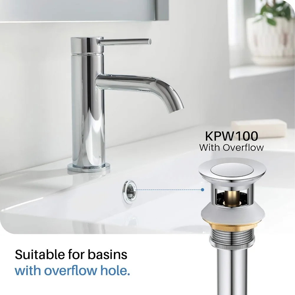 Solid Brass Single Handle High Arc Circular Faucet with Pop-Up Drain for Bathroom Sink | Premium Quality Sink Faucet for Modern