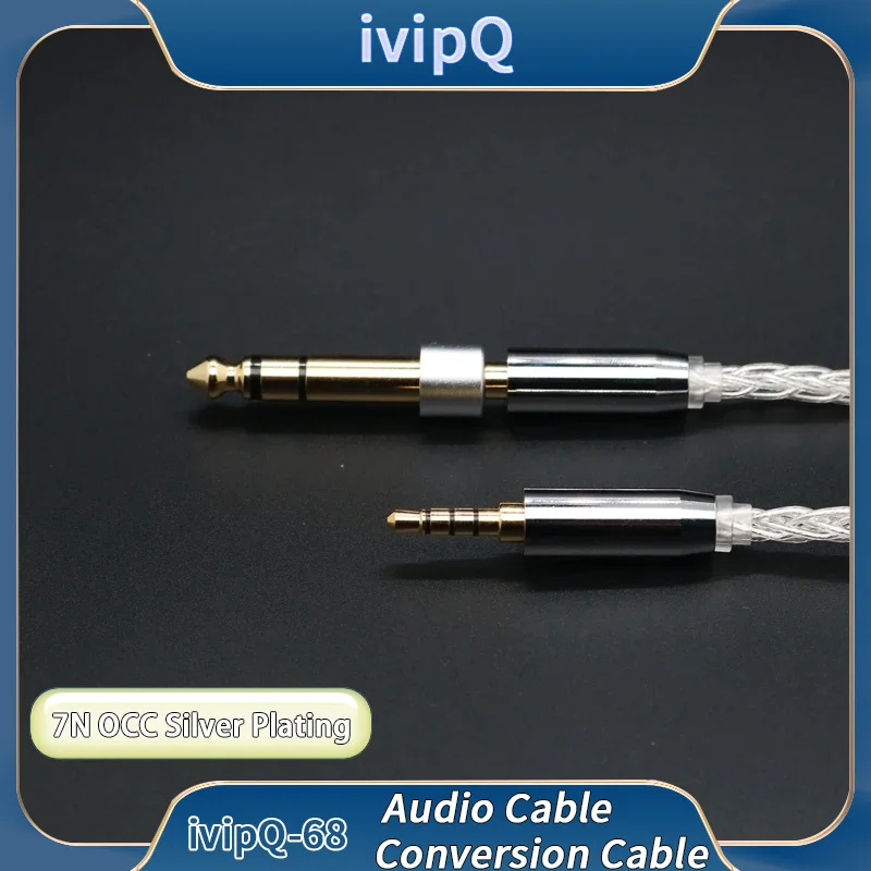 ivipQ 8-core Sterling Silver Adapter Cable  4.4mm to 2.5mm/ 3.5mm Balanced Female for ZSX C12 ZSN V90 BA5ZS10 Pro