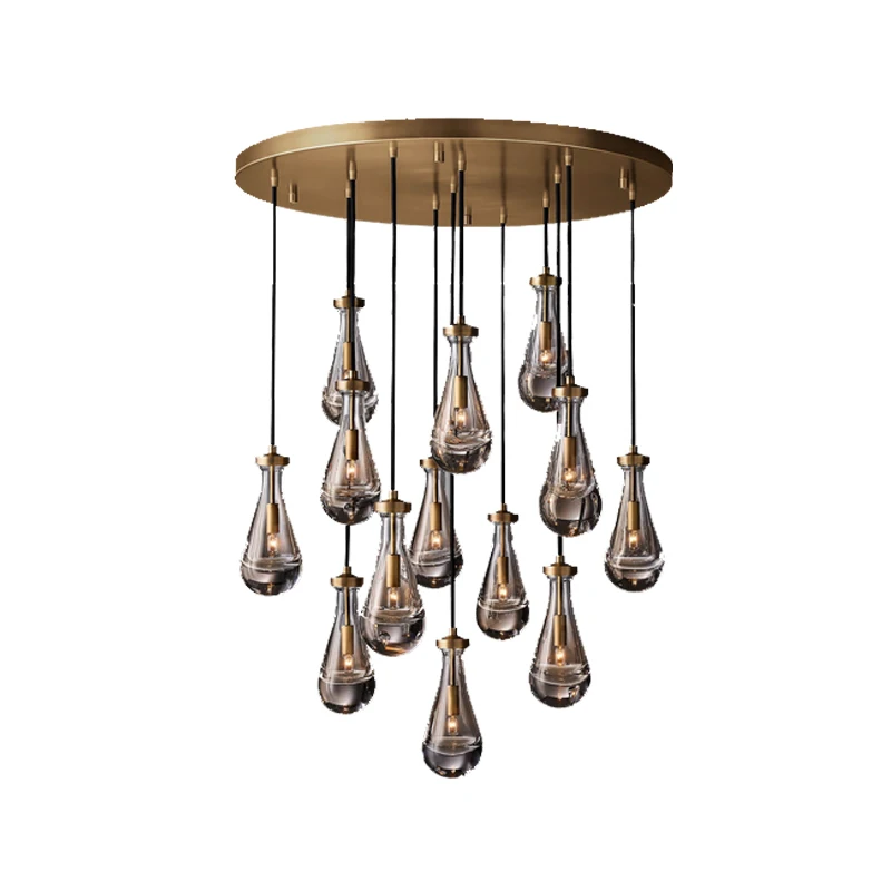 Imagem -06 - Vintage Copper Water Drop Chandelier Grande Lâmpada de Cristal para Sala de Estar Quarto Estudo Hotel Villa Duplex Teto Teto