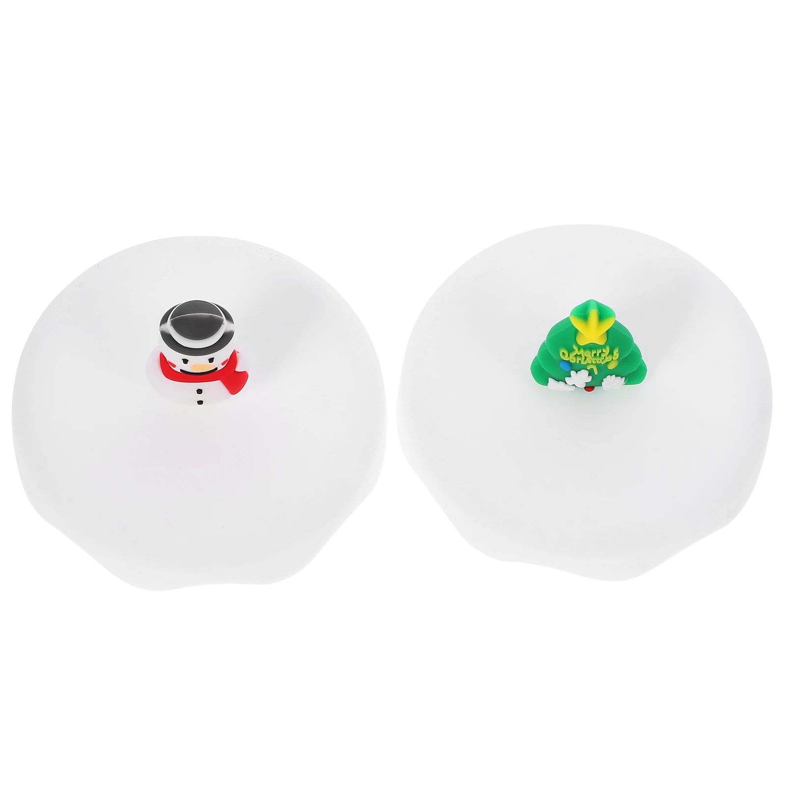 

2pcs Silicone Cup Cover Anti-Spill Christmas Theme Kids Baby Cup Lid Xmas Tree Snowman Design Safe For Toddlers